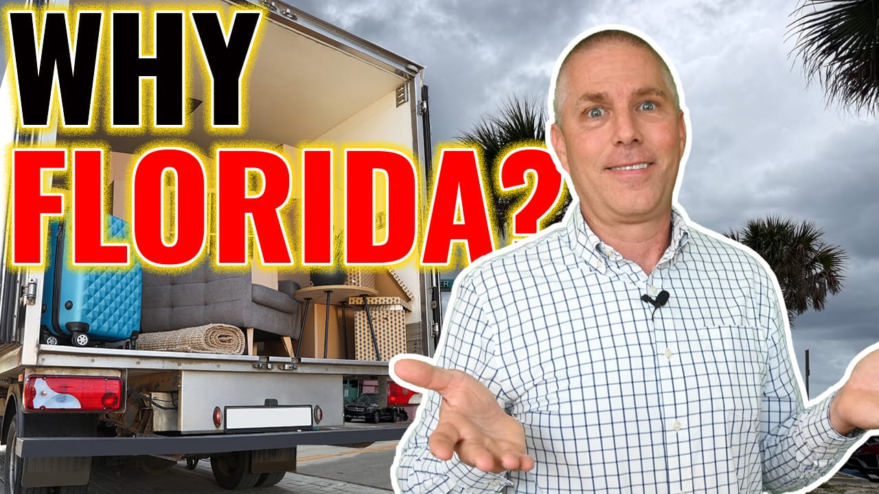 Chuck in front of moving van. Text says Why Florida?