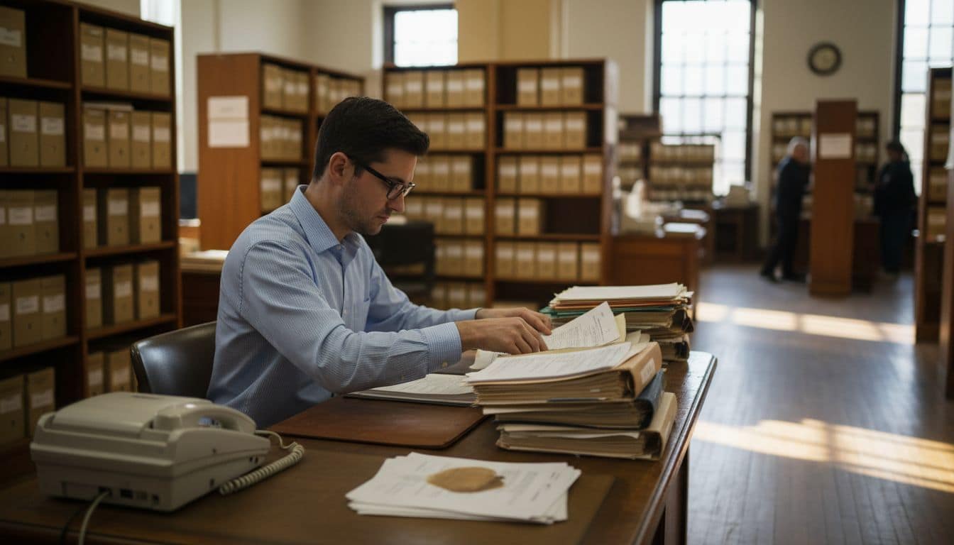 Legal assistant organizing court documents