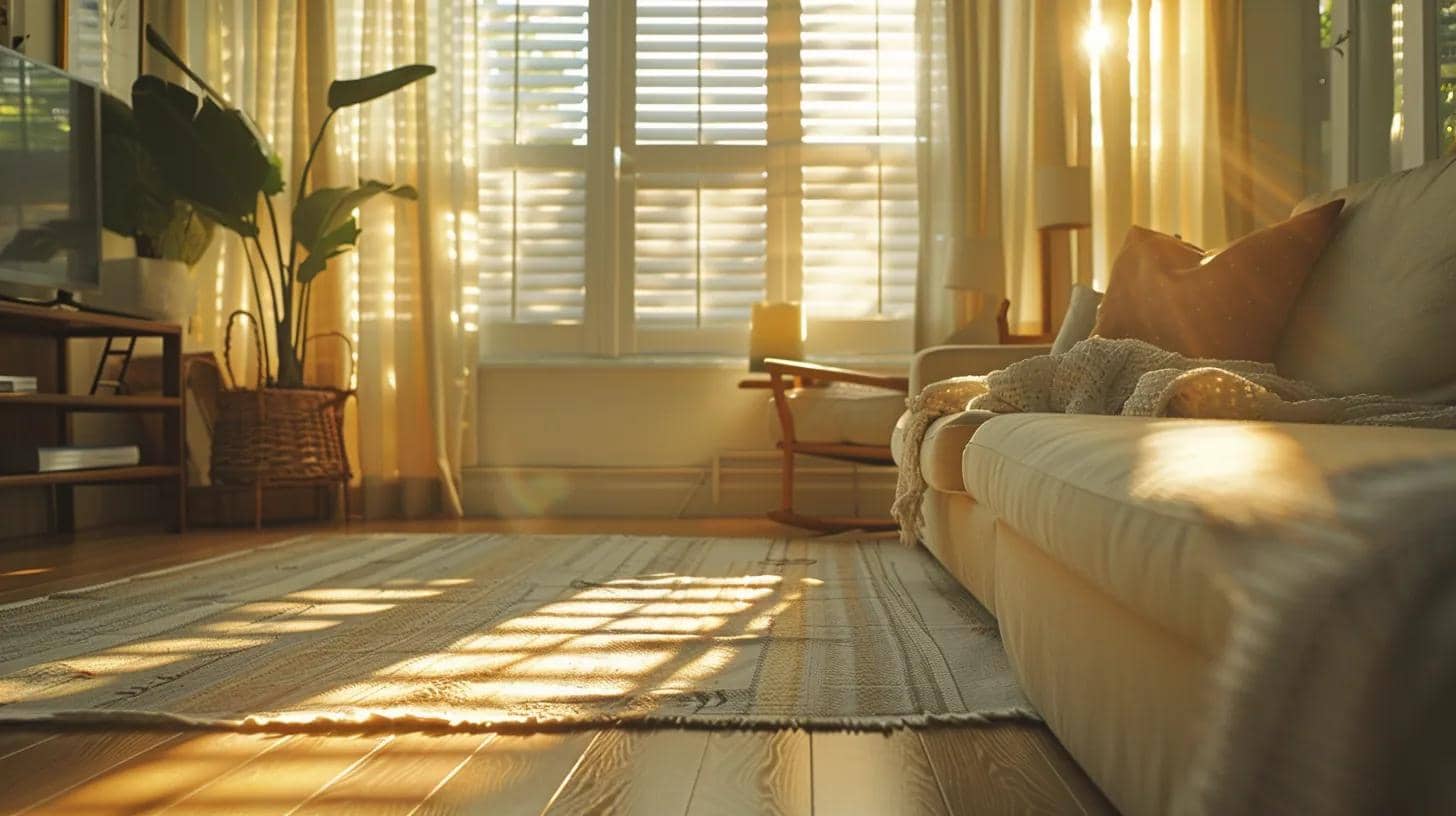 a pristine, sunlit room showcases the results of an impeccable deep cleaning service, highlighting gleaming surfaces, fresh scents, and the inviting glow of cleanliness.