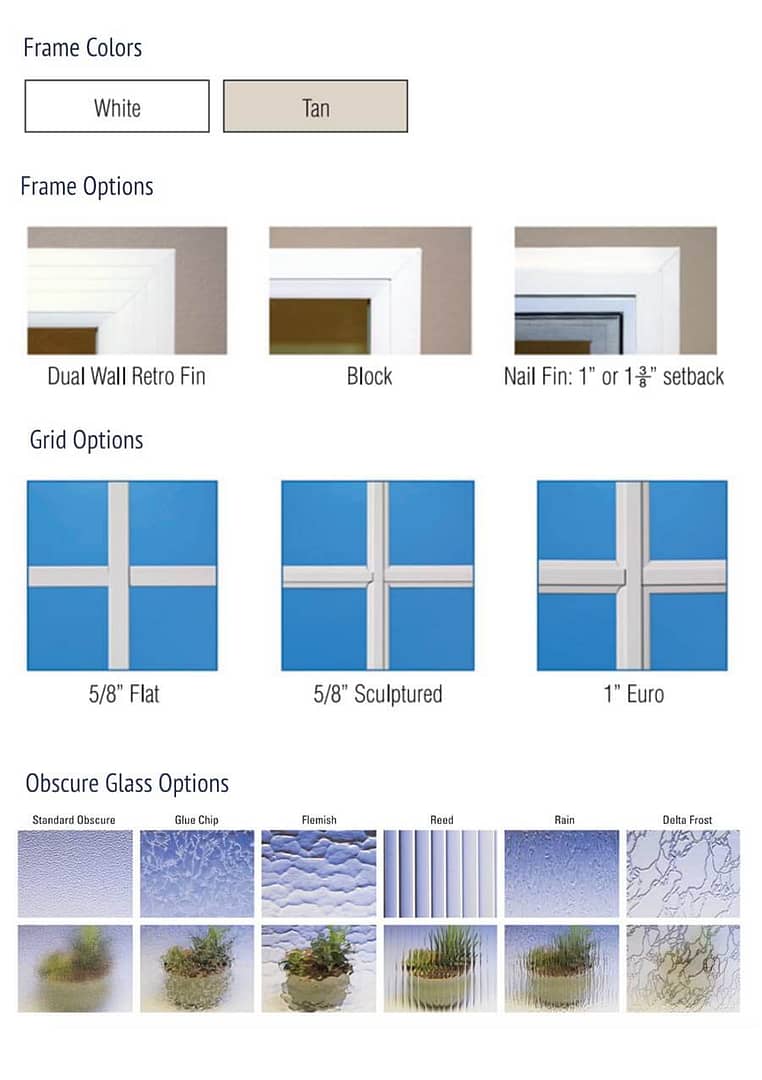 Monteverde Window Frames and Glass Options