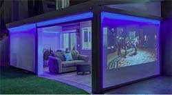 liferoom with blue mood lighting